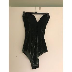 Small Forrest Green Velvet Bodysuit